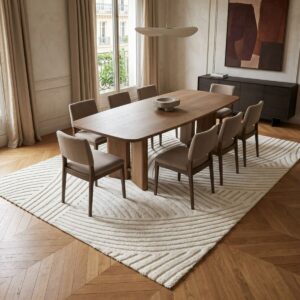 tapis epais motif courbes blanc 6