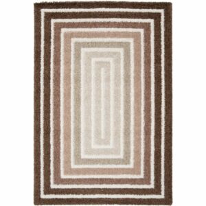 tapis epais motif encadre marron beige ecru 7