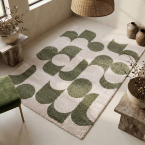 tapis epais motif graphique vert 6