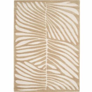 tapis epais motif relief feuille beige 1