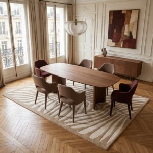 tapis epais motif relief feuille beige 5