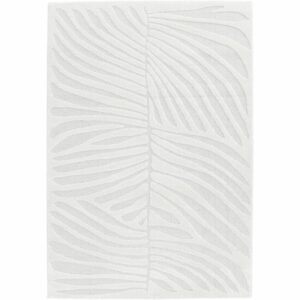 tapis epais motif relief feuille blanc 1