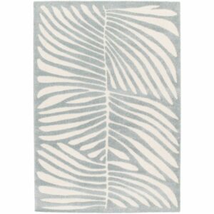 tapis epais motif relief feuille bleu 1