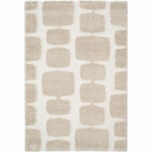 tapis epais motif tache beige ecru 1