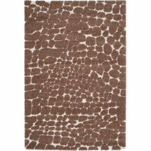 tapis epais motif tache marron ecru 1