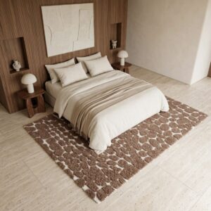 tapis epais motif tache marron ecru 6