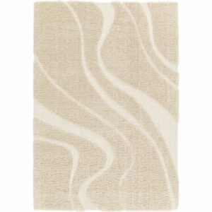 tapis epais motif vague beige ecru 1