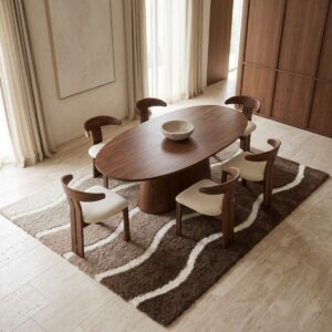 tapis epais motif vagues marron beige ecru 7